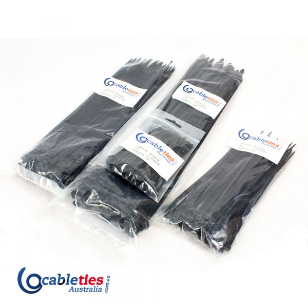 Nylon Cable Ties 7.6mm x 370mm Black - 100 Ties (1 pack)