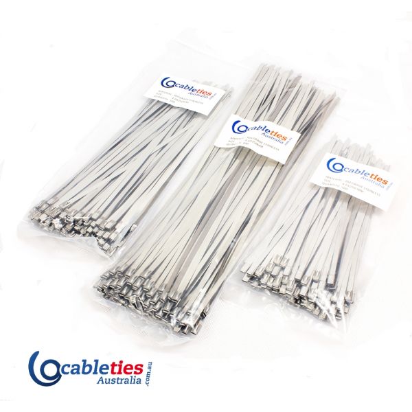 304 Grade Stainless Steel Cable Ties 4.6mm x 150mm - 100 Ties (1 pack)