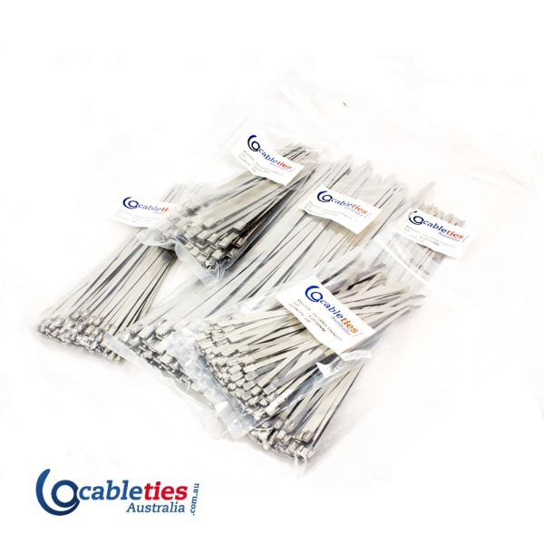 316 Grade Stainless Steel Cable Ties 4.6mm x 350mm - 100 Ties (1 pack)