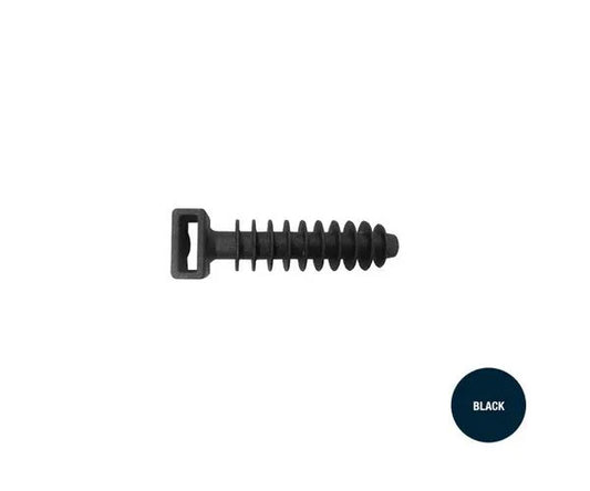 Black Christmas Tree Anchor Plugs for Cable Ties 6mm - Pack of 100