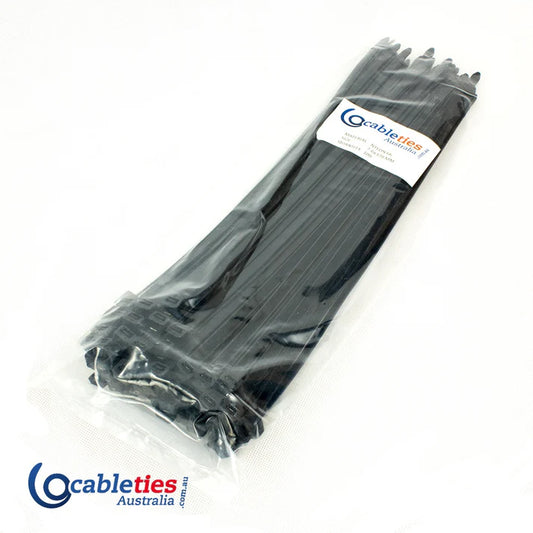 RELEASABLE Nylon Cable Ties 7.6mm x 200mm Black - 100 Ties (1 pack)
