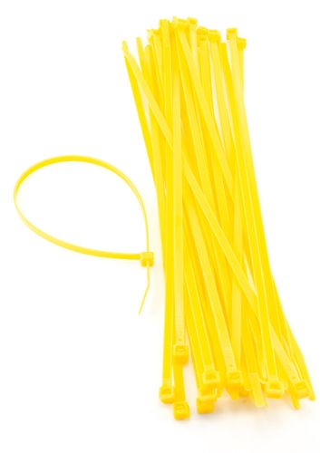 Nylon Cable Ties 4.8mm x 200mm Yellow - 100 Ties (1 pack)