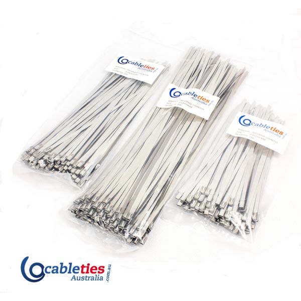 304 Grade Stainless Steel Cable Ties 4.6mm x 250mm - 1000 Ties (10 packs)