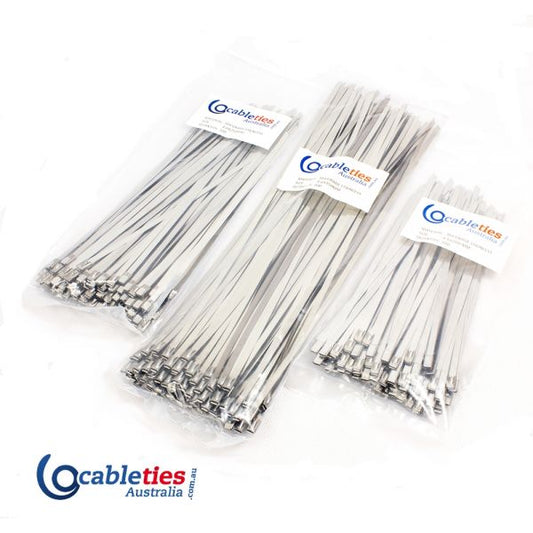 304 Grade Stainless Steel Cable Ties 4.6mm x 350mm - 1000 Ties (10 packs)
