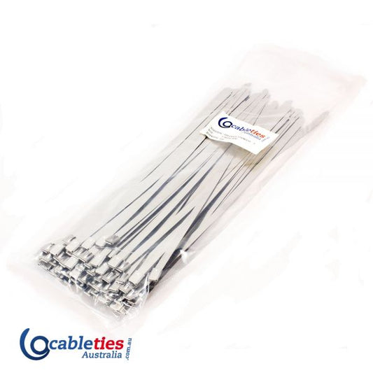 316 Grade Stainless Steel Cable Ties 7.9mm x 750mm - 100 Ties (1 pack)