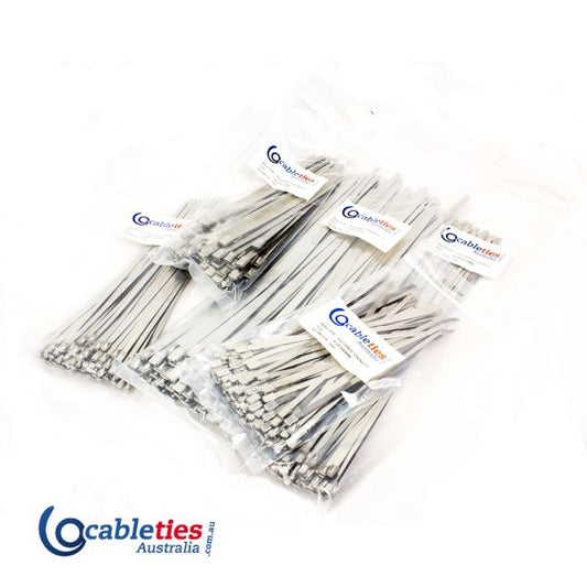 316 Grade Stainless Steel Cable Ties 7.9mm x 350mm - 1000 Ties (10 packs)