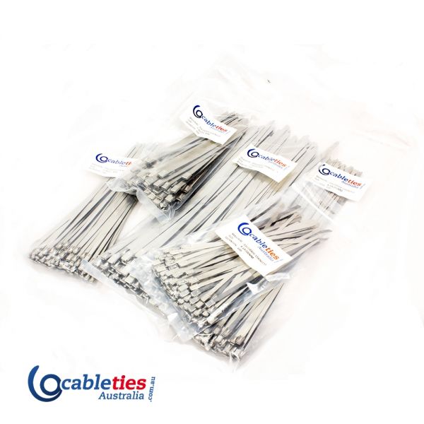 316 Grade Stainless Steel Cable Ties 4.6mm x 200mm - 1000 Ties (10 packs)